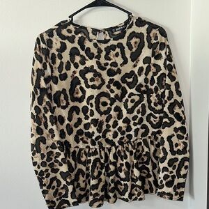 SHEIN Animal Print Peplum Blouse